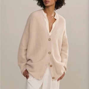 Jenni Kanye Cashmere Cocoon Cardigan in Oatmeal Size Small